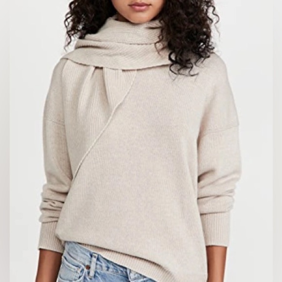 EUC/LN Brochu Walker Rhea Pullover Scarf Neck Sweater in Birch Melange Beige - S - Picture 4 of 16